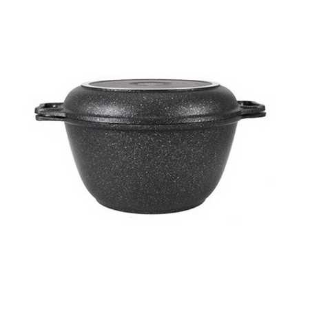 Казан с крышкой-сковородой 3л, АП (темный мрамор)