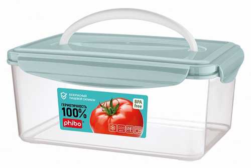 Контейнер для холодильника и СВЧ "SMART LOCK" с ручкой 2,5л (прямоуг.) зеленый (то)