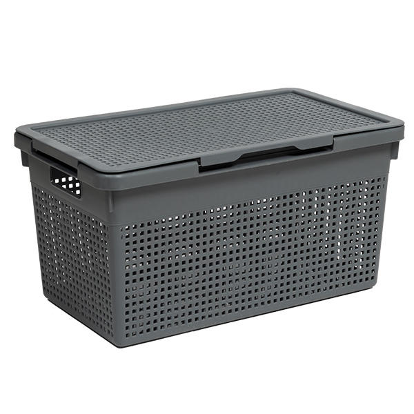 Корзина "Лофт" 21л с крышкой (серый) (то)