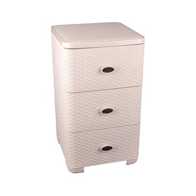 Комод 3-х секционный "Плетёнка"  (слон.кость) (то)