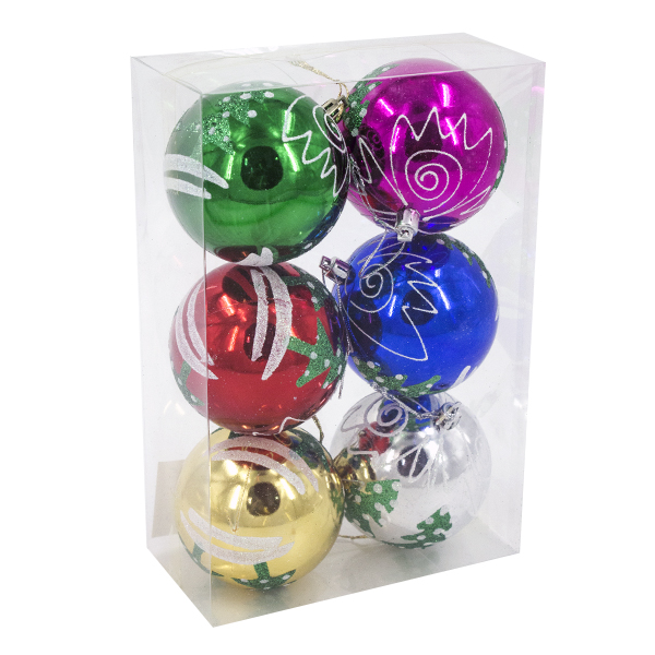 Шары елочные 8см, 6шт 