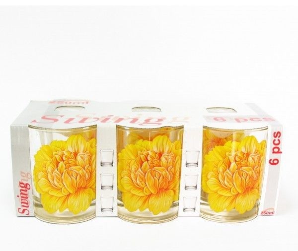 Набор стаканов 6шт. 250 мл низк "Гладкий" Пион