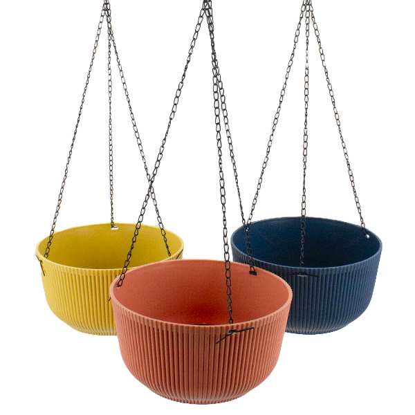 Кашпо пластиковое подвесное КОЛОР Ø-25см h-13см (на мет цепочке)