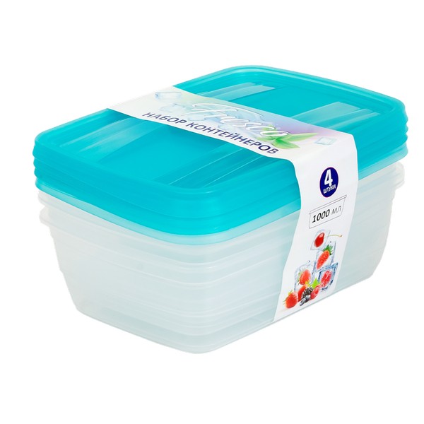 Набор контейнеров Fresco 4 шт. 1000мл (Бриз) (то)