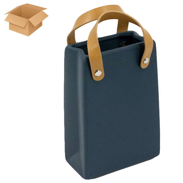 Кашпо-ваза керамическое ПОДАРОК синее 12*6*24см