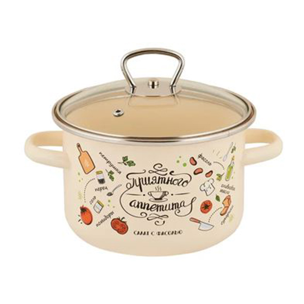 Кастрюля эмал цил Приятного аппетита 3,0л ТМ Appetite