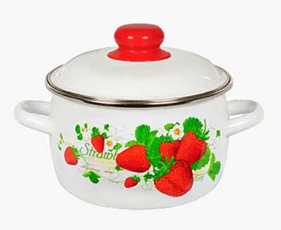 Кастрюля 3л сфер.  бел .КЛУБНИЧНАЯ