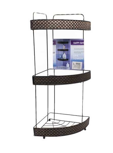 Полка угловая 3-х ярусная металлическая ПЛЕТЕНКА