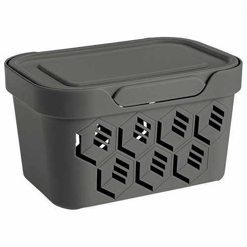 Ящик универсальный с крышкой "DELUXE" 189х132х110мм 1,9л (серый) (то)