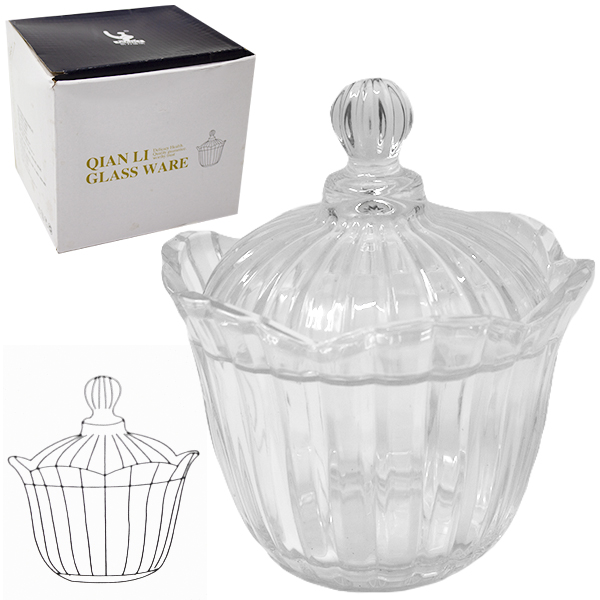 Сахарница стеклянная Ø-15см h-15см, с крышкой