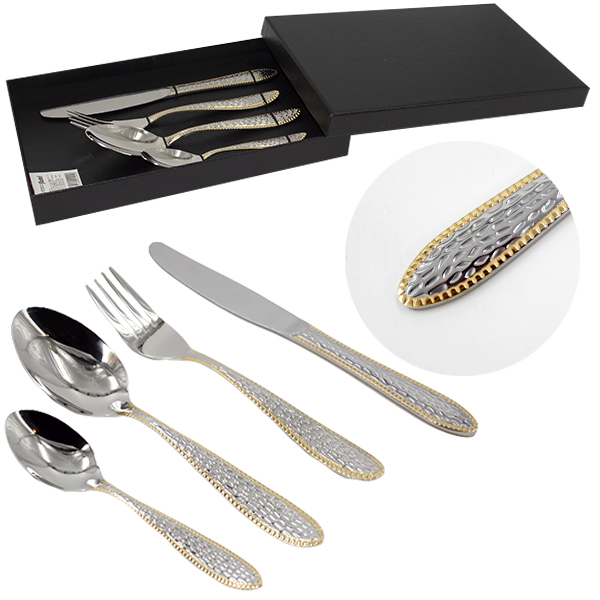 Набор столовых приборов 4шт в подар упак (ложка, вилка, нож столовые и ложка чайная)