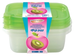 Комплект контейнеров ФРЭШ (3шт.) 0,6л. с клапаном зеленый (то)