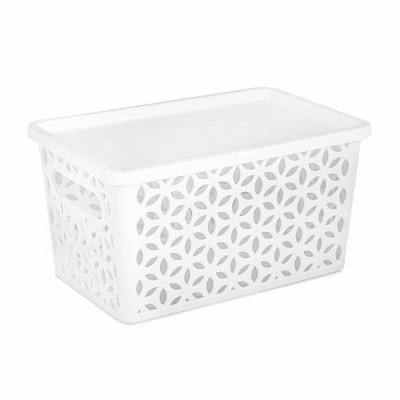 Корзина "Мираж"  290х190х150мм (с крышкой) (белый) (то)