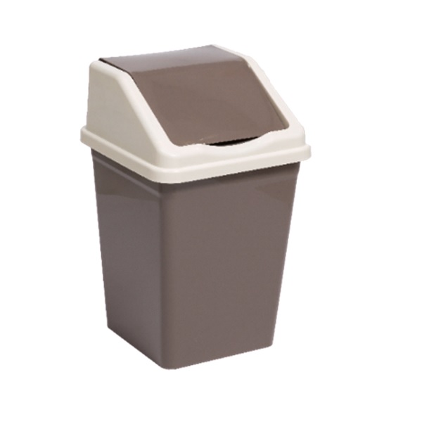 Ведро для мусора с подвижной крышкой 16л квадратное (шоколад/слон.кость) (то)