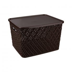 Корзина "Плетенка" 350х290х225 с крышкой (коричневый)(то)
