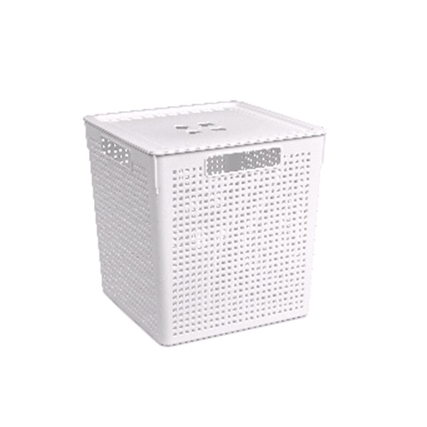 Коробка "Лофт" 23л с крышкой квадр.(белый)  (то)