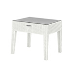 Столик журнальный квадратный со стеклом RATTAN OLA DOM (белый)