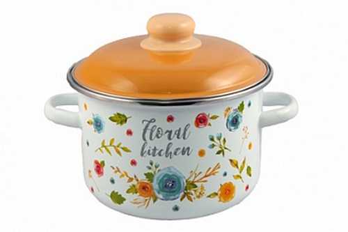 Кастрюля эмал 3,0л цил Floral kitchen ТМ Appetite