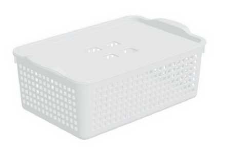 Корзинка "Лофт" 3,8л 295х185х105мм с крышкой (белый) (то)
