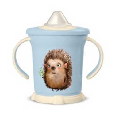 Поильник с ручками и декором 270мл (светло-голубой) (то)