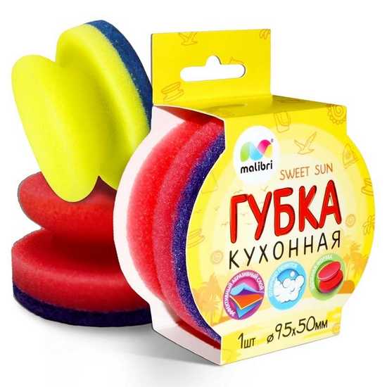 Губка "СОЛНЫШКО" поролоновая с усиленным абразивом 1шт