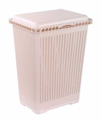 Корзина для белья "Вязаное плетение" 25л (бежевый)