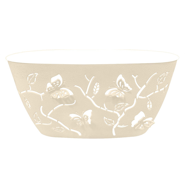 Горшок для цветов Plast Team Butterflies 4л 300х150мм овальный молочный туман (то)