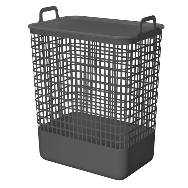 Корзина для белья 35л "KOBO" 380х252х500мм с крыш. (серый)