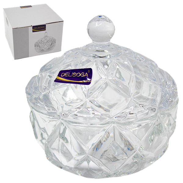 Сахарница стеклянная Ø-11см h-11см, с крышкой