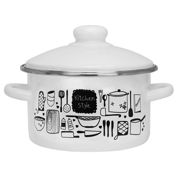 Кастрюля эмал цил Kitchen 2,0л мет/об