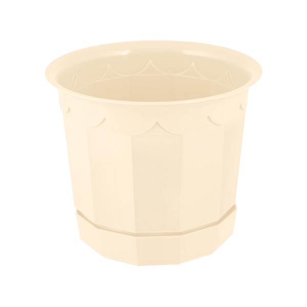 Горшок для цветов с поддоном D16см 1,6л (молочный) (то)