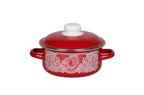 Кастрюля 3л. цилиндр. Вологодское кружево вишневая