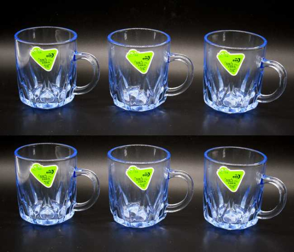 Набор стеклянных кружек 6шт, серия BLUE 