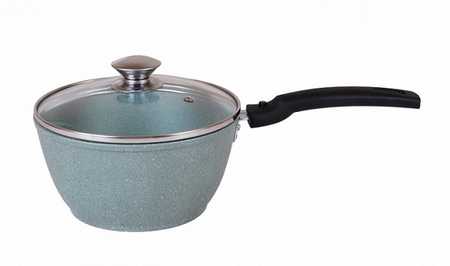 Кастрюля 1,5л со съемной ручкой,со стеклянной крышкой АП (фисташковый мрамор)