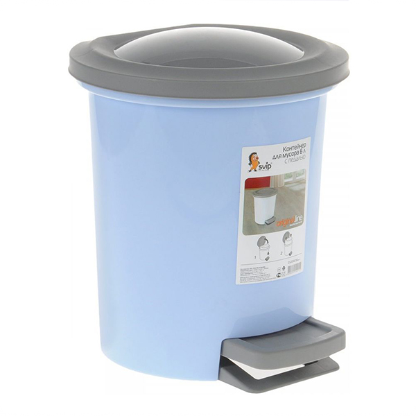 Контейнер для мусора 6л Vogue с педалью небесный (то)