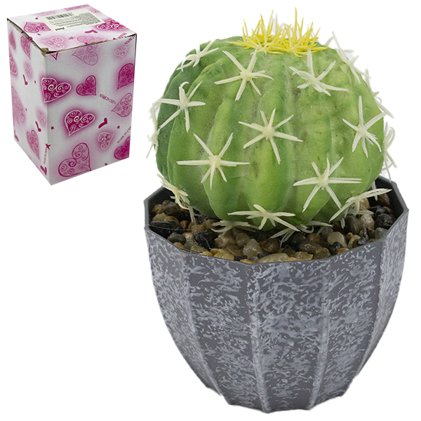 Цветок искусственный КАКТУС h-16см, в пластиковом горшке Цветок искусственный КАКТУС h-16см, в пластиковом горшке