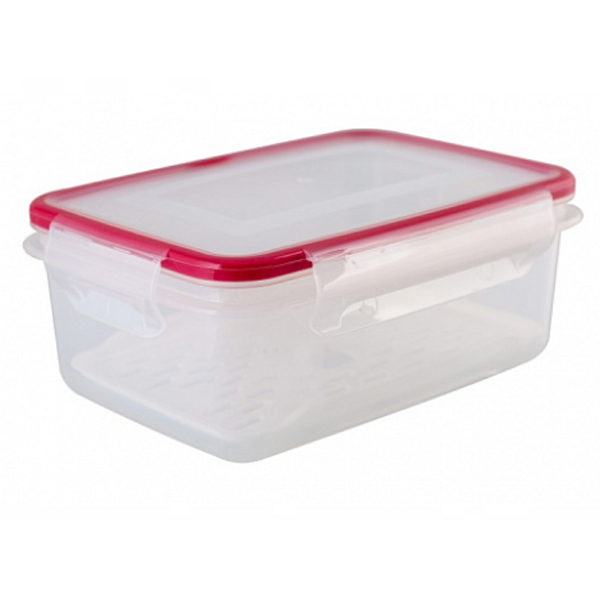 Контейнер для СВЧ 0,75л "ЭКСТРА ЛОК" S с сеткой (красный) (то)