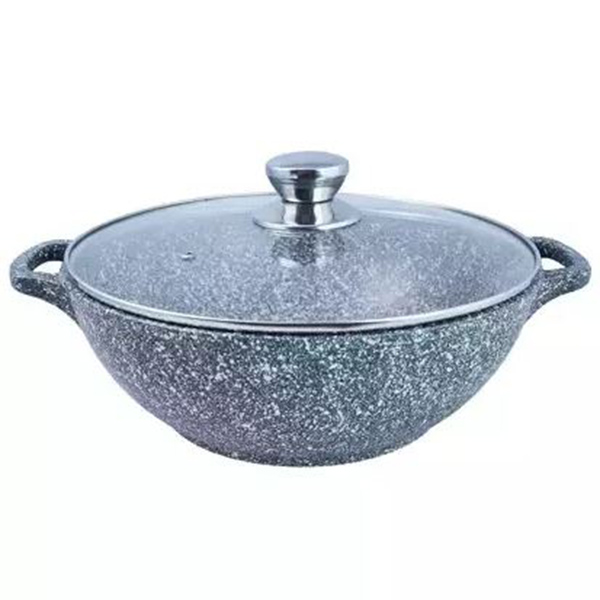 Казан а/пр литой 28см 6,0л стекл/кр Мрамор ТМ Традиция