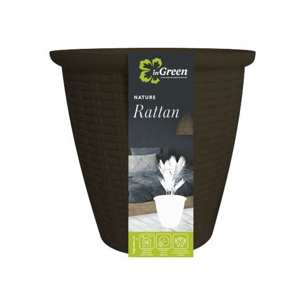 Кашпо напольное Rattan D266мм/10л с внутренним горшком 6л горький шоколад (то)