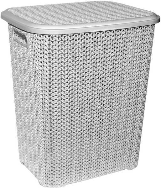 Корзина для белья "Вязь" 60л (белый) (то)