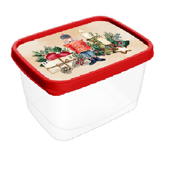 Контейнер для продуктов прямоугольный 0,5л с декором "Игрушки" (красный)