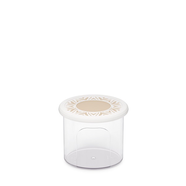 Емкость для сыпучих продуктов "Эстетика" круглая 0,8л (бело-бежевый)(то)