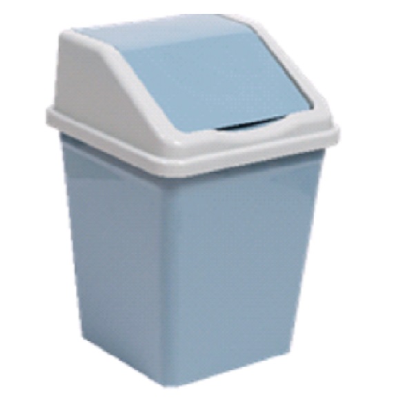 Ведро для мусора с подвижной крышкой 16л квадратное (серо-синий/светло-серый)