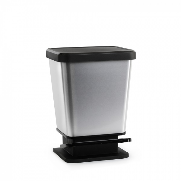 Контейнер для мусора "Металл" 20л (с педалью)(серебро-металлик)(то)