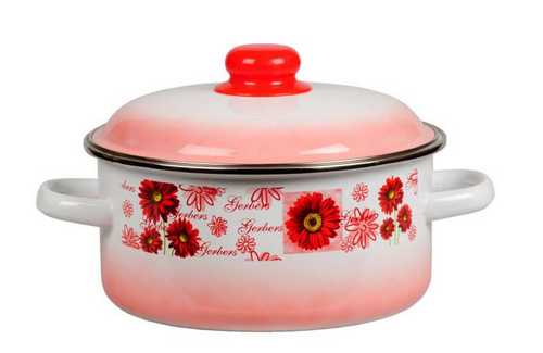 Кастрюля 2л . цил.  Красные герберы глуб.