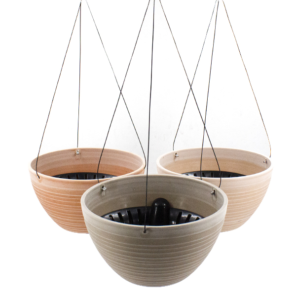Кашпо пластиковое подвесное КЕРАМА Ø-25см h-14см (на металлическом подвесе)