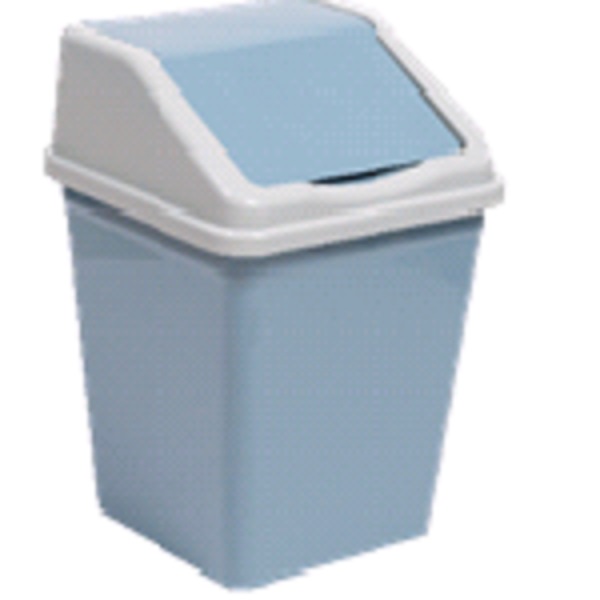 Ведро для мусора с подвижной крышкой 5л квадратное (серо-синий/светло-серый)