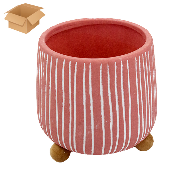 Кашпо керамическое ЛУКРЕЦИЯ розовое 15*15*16см, на деревянных ножках