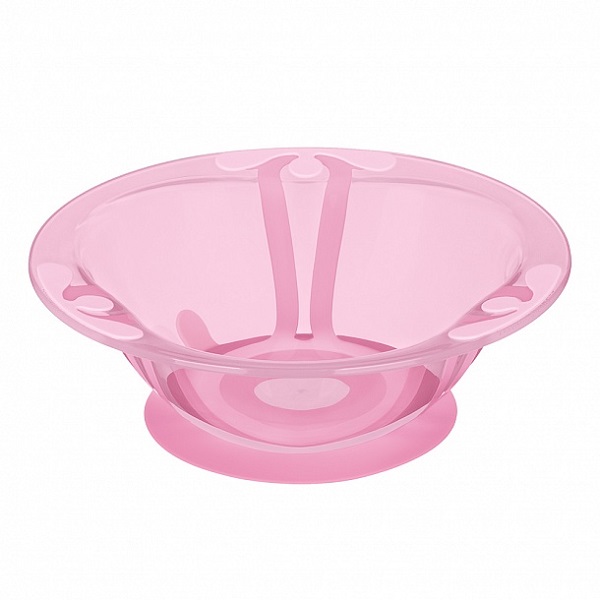 Тарелка детская глубокая на присосе 300мл (Розовый)(то)