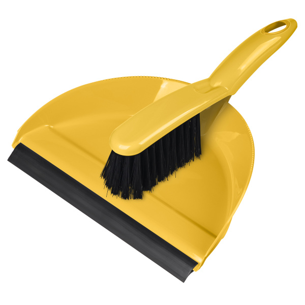 Комплект щетка-сметка "Good" с совком с кромкой (ярко-желтый)